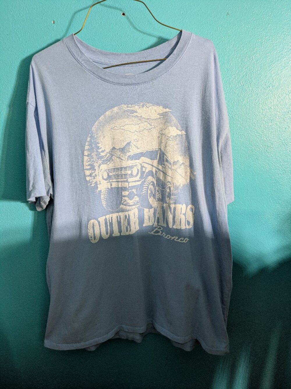 Ford Bronco "Outer Banks" Graphic Tee • Light Blue • Vintage Vibe - Retro- Auto